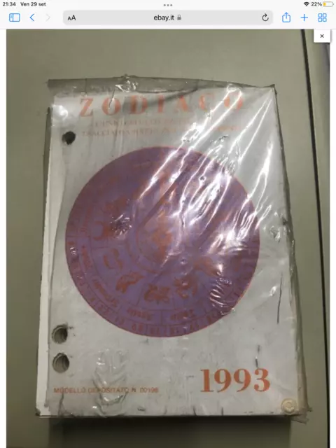 AGENDA BLOCCO ZODIACO GIORNALIERO VINTAGE 1993  SIGILLATA disponibili vari pezzi