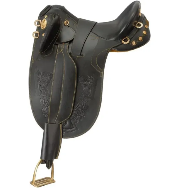 Premium Australian Stock Horse leather Riding Saddle Black 14" to 18" Free Ship