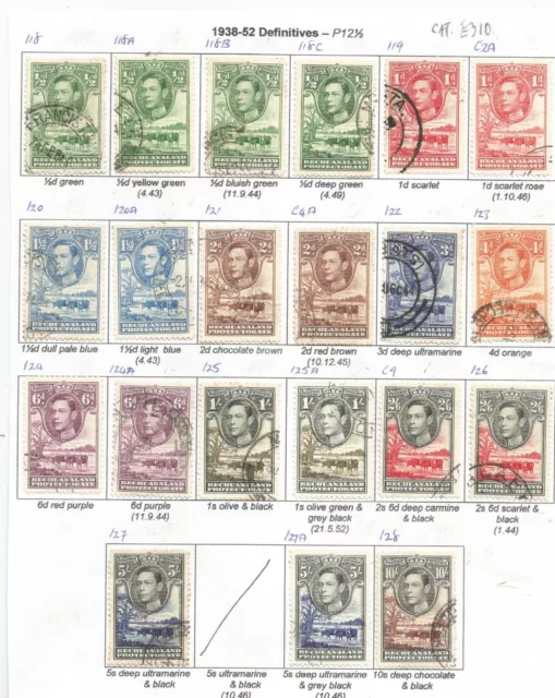 Bechuanaland SG118/28 the 1938-52  GVI set inc shades fine used cat £310