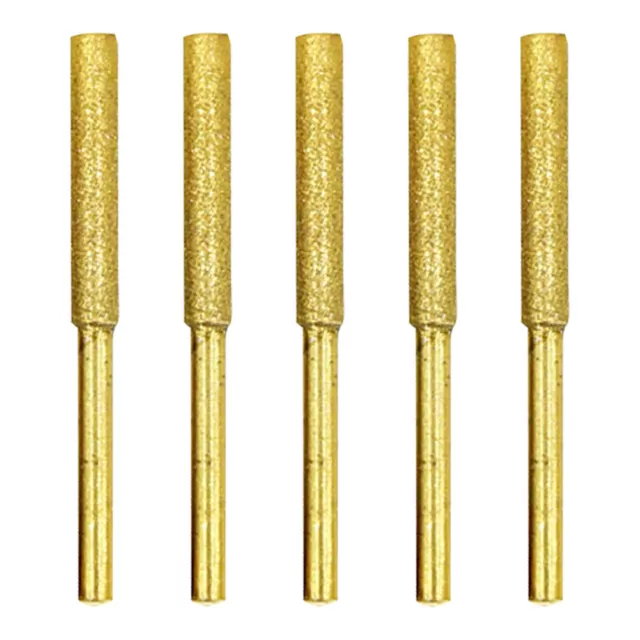 Diamond Coated Cylinder Head Grinding Bit Chainsaw Sharpener (5pcs 4mm Gold)