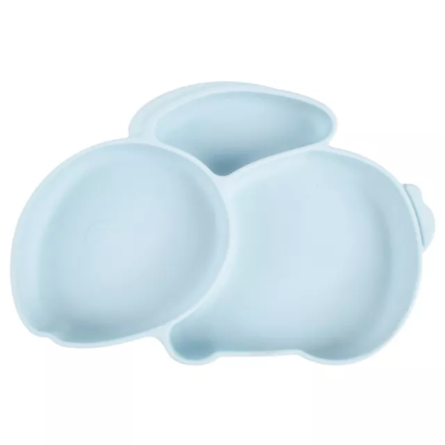 Cartoon Children Dishes Silicone Baby Feeding Dishes Baby Cutlery (Light Blue) 3