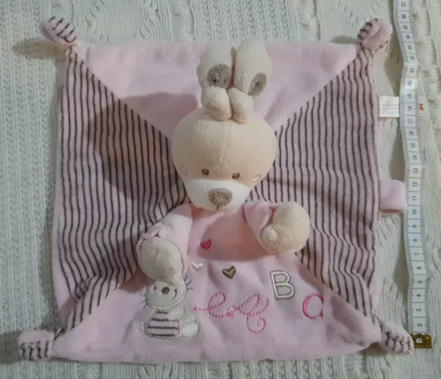 Nicotoy Simba pink bunny comforter ABC motif blankie soother soft toy doudou