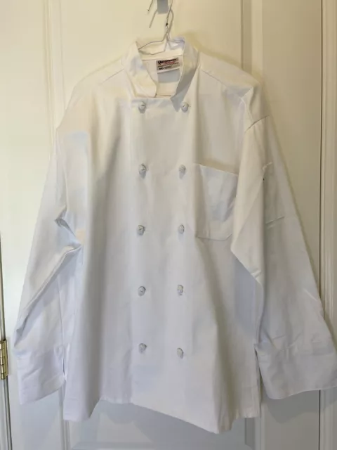 White Uncommon threads 100% Premium Soft cotton cloth covered Buttons Chef Coat