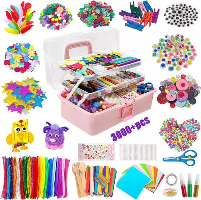 Lavoretti Creativi per Bambini, 3000+ Pezzi DIY Creativo Giochi Art Craft Set, S