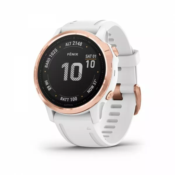 GARMIN FENIX 6S Pro Multisport GPS Watch Rose Gold tone White Band