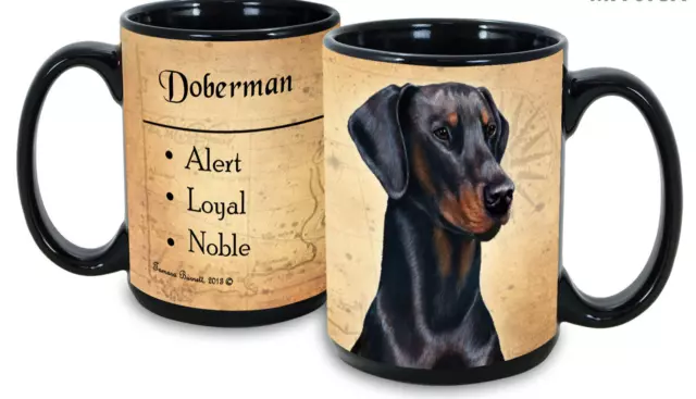 Uncropped Black and Tan Doberman Pinscher Faithful Friends Mug