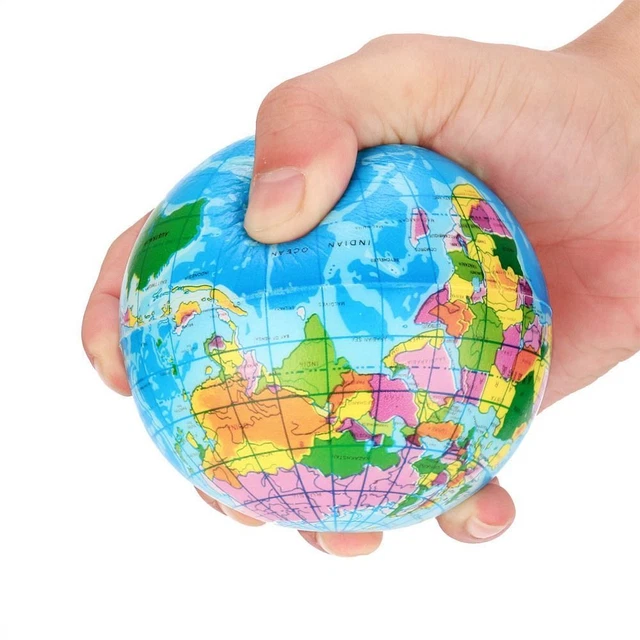 World Map Foam Ball Foam Rubber Ball World Geography Map Ball Hand Squeeze Ball