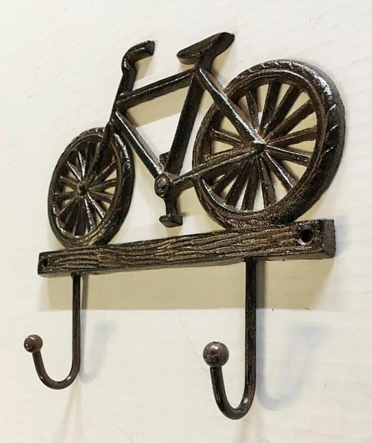 BIKE 2 HOOK WALL HANGER Towel Coat Hat Rack farmhouse country vintage bicycle 3