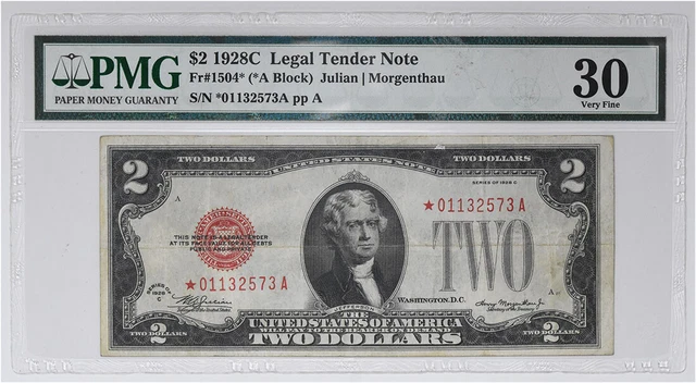 1928C $2 Small Legal Tender FR1504 Star VF30 PMG