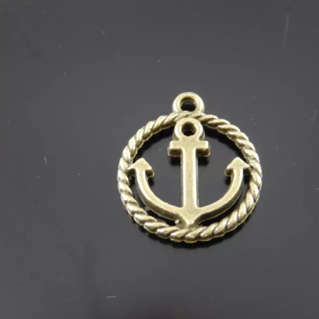 60 Stück Antiqued Bronze Runde Form Anker Charms Anhänger 15x15x2mm 38402