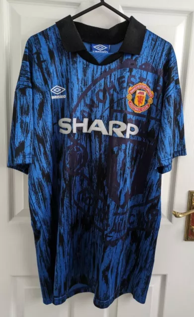 Retro Edition MANCHESTER UNITED 1992/94 Cantonia KLASSISCHES FUSSBALL AUSWÄRTSSHIRT M