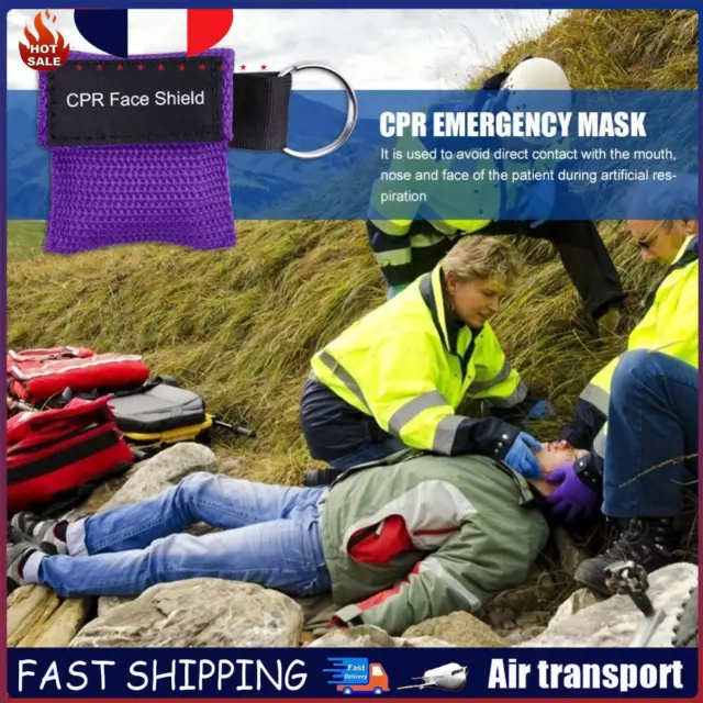 Keychain Resuscitator Face Shield Emergency First Aid CPR Mask (Purple) FR