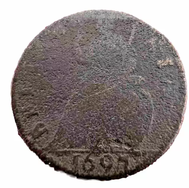 Great Britain William III Farthing 1697 copper KM#483.1 5,15gr B046