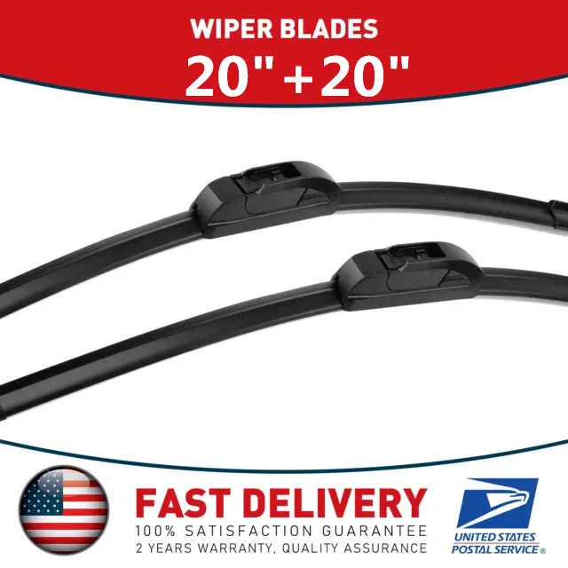 20"+20" Premium Quality All Season Beam Windshield Front Wiper Blades (Set of 2)