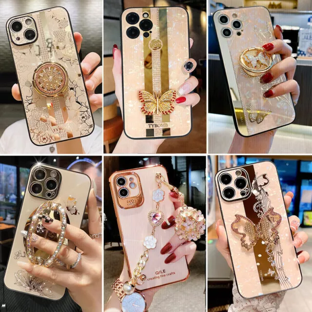 Diamond Ring Stand Bling Cute Glitter Case Cover For iPhone 15 13 14 Pro Max 12