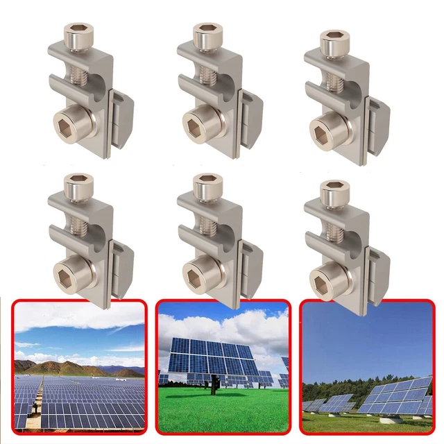 6 pz morsetto di messa a terra alluminio acciaio inox solare fotovoltaico per profilo in alluminio morsetto antifulmine
