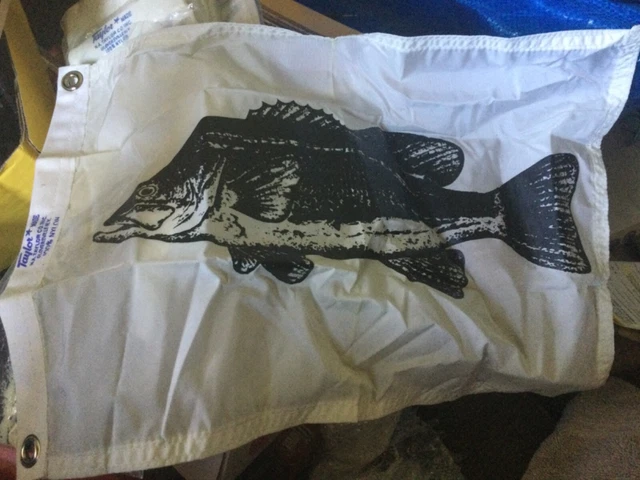 Vintage Taylor Made Gloversville, NY Fish Flag White 16”x 12”