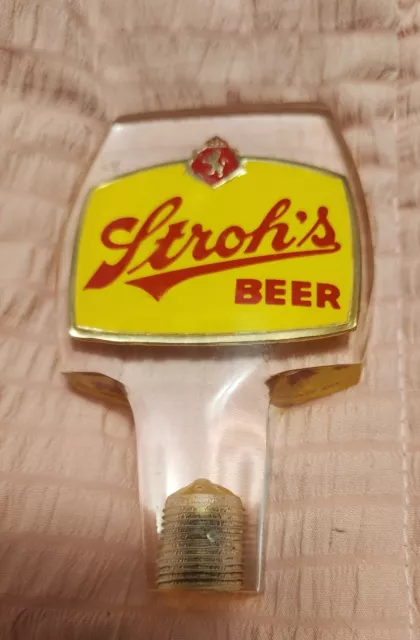 Vintage Older STROH'S BEER  Lucite Tap Handle yellow and red