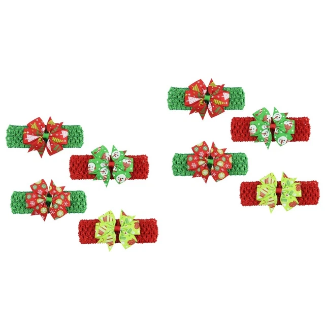 8 pz fasce per capelli fiocchi di Natale bambini elastici per bambini bambina