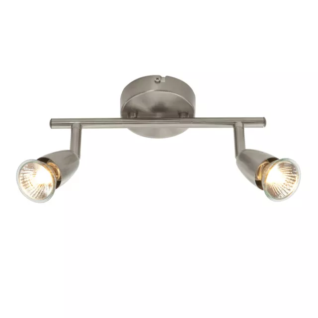 Saxby Amalfi Twin Head GU10 Spotlight Bar Swivel Ceiling Mounted Dimmable Light