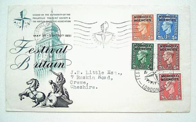 GB MOROCCO AGENCIES - FDC - 1951 - Festival of Britain - KGVI