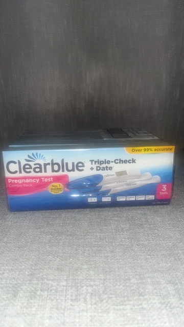 Paquete combinado Clearblue prueba de embarazo ultra temprana triple verificación y fecha. 6 cajas