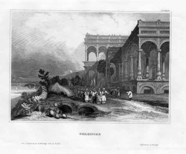 1850 - Ghazipur Lottar Pradesh Varanasi Indien India engraving Stahlstich