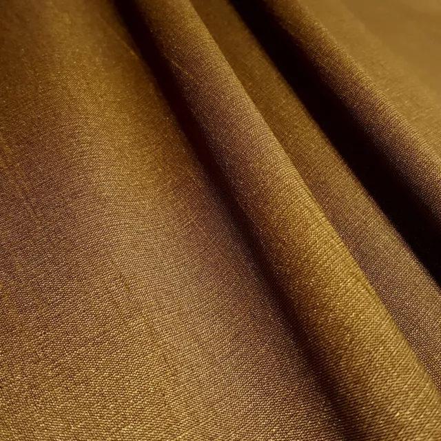 Antique Bronze Gold Faux Silk Dupioni Two Tone Fabric 60" Dark Gold Batina