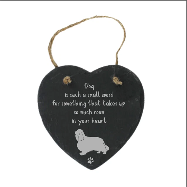 Cavalier King Charles spaniel dog inspired slate heart laser engraved