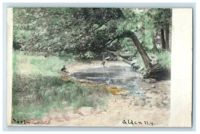 c1910's View Of North Creek Tinted Alden New York NY RPPC Photo Antique Postcard