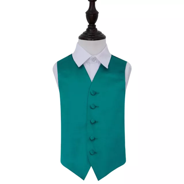 DQT Satin Plain Solid Teal Page Boys Wedding Waistcoat 2-14 Years