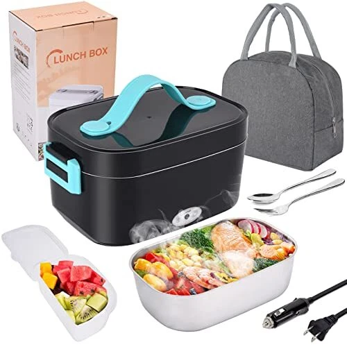 Boîte Repas électrique 1.8L Portable - Chauffage 12V/24V/220V - Sac Isotherme Inclus - Voiture Bureau