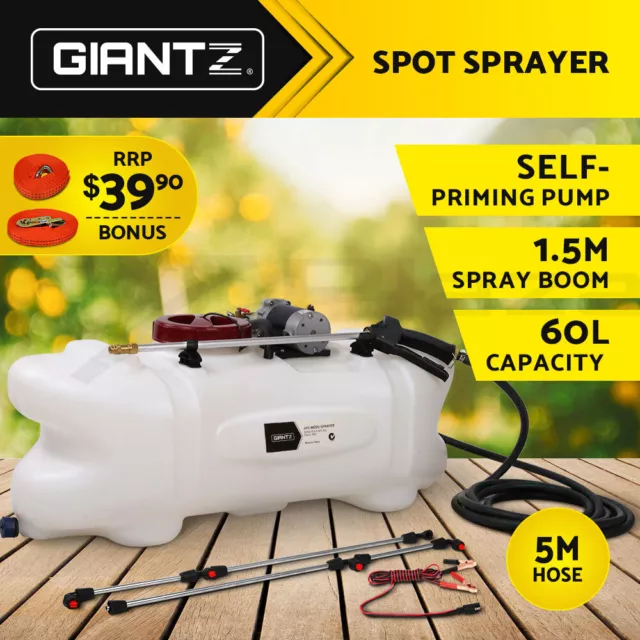 Giantz Weed Sprayer 60L Spot Sprayer 1.5m Boom 12V Pump Tank Chemical Farm