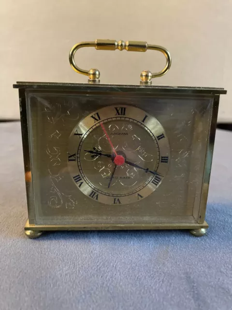 Junghans Quartz Rectangular Small Gold Carriage Mantel Clock 3.5" (ref A36)