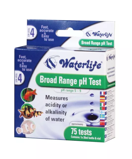 Waterlife Aquarium Large Gamme Ph Test Kit 75 Paquet pour Tous Utilisation