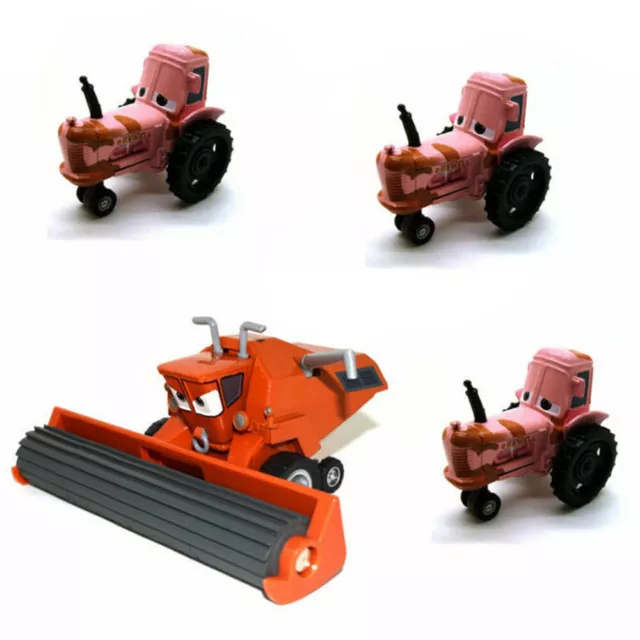 4-Car Disney Pixar Cars Diecast Tractor Chewall Frank Combine Harvester Toy Car