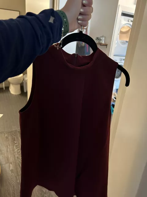 Theory Womens  Sleeveless Blouse Burgundy Size Small