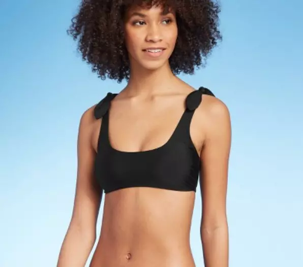 WOMEN'S EMBROIDERED BANDEAU Bikini Top -Xhilaration -Black
