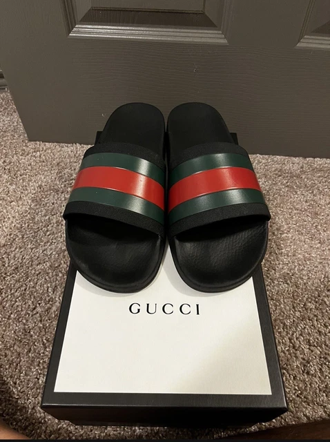 Authentic GUCCI Pursuit 72 Mens Black Slides Sandals MENS SIZE 12 Original Box