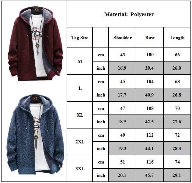 Men Thick Warm Fleece Lined Hoodie Winter Coat Jacket Sweatshirt Outerwear Tops 2