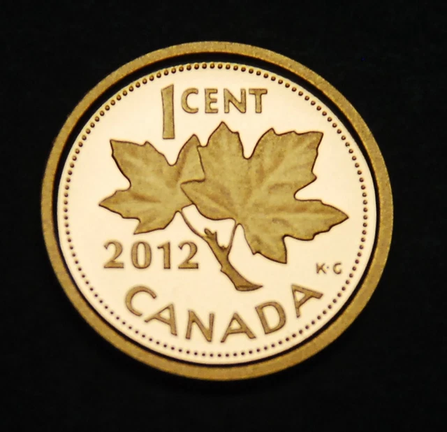 2012 proof 1¢ copper ultra heavy cameo maple leaf coin -  UNC