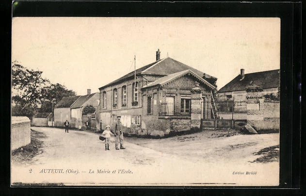 CPA Auteuil, La Mairie et l´Ecole