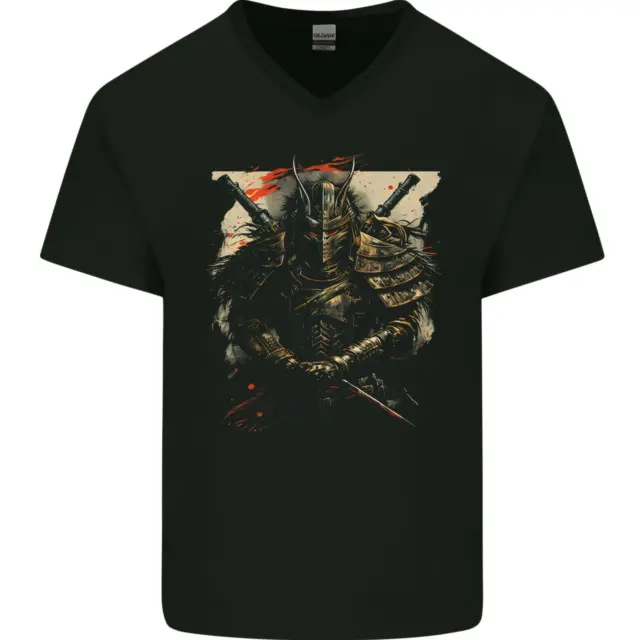 Samurai Extreme Japanese Fantasy Warrior Mens V-Neck Cotton T-Shirt