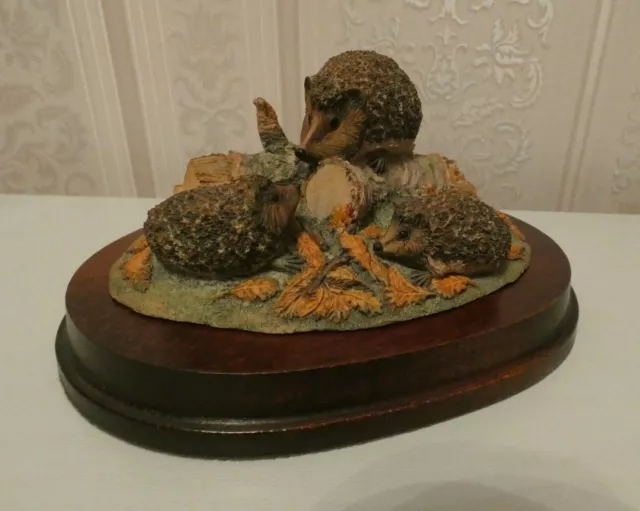 Vintage Hedgehog Family Ornament By Border Fine Arts 1985 - Perfect Condition