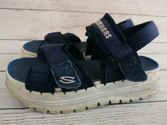Vintage 90s Y2K Girls Skechers Jammers Sandals Tough Shoes Blue Platform Sz 1