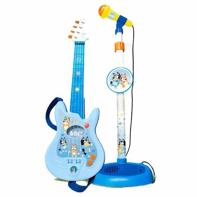 Kids Guitar and Microphone Set, Pink, Toddler Musical Instrument Toy | Toy guitar with strap and adjustable volume plus microphone stand, color lights, karaoke play, and birthday gifts