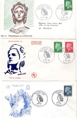 Lot De 3 Enveloppes Premier Jour Marianne De Cheffer