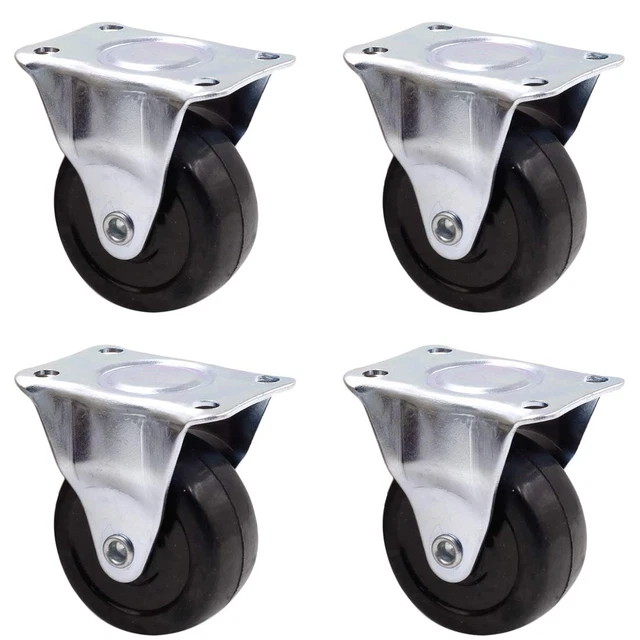 4Pcs Casters Heavy Duty 2 Inch Rubber Black Caster Wheels with Rigid Fixed