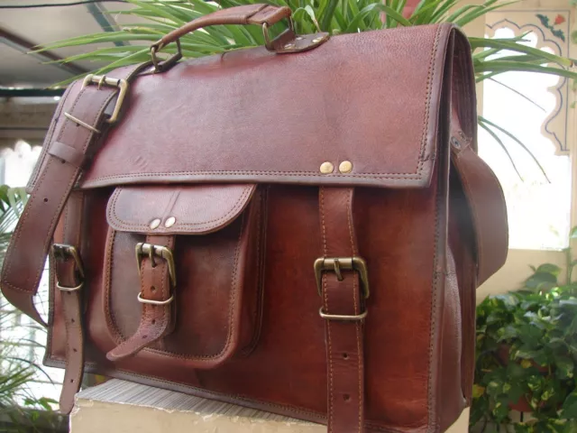 Sac messager en cuir véritable vintage pour hommes, sac à bandoulière pour...