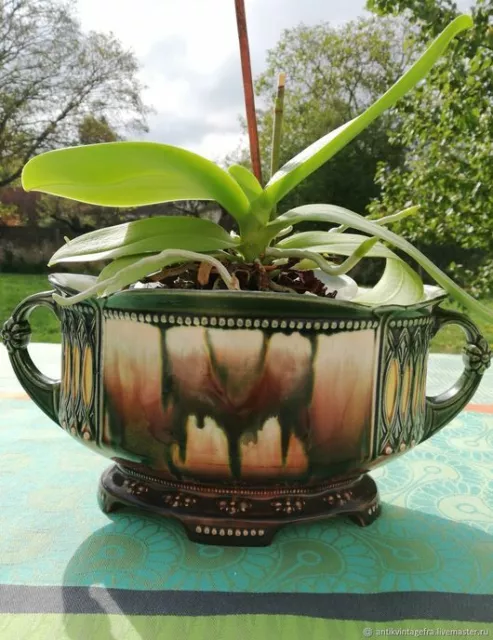 cache Pot ancien  barbotin faïence Art déco  Antique pots pot barbotin Art